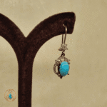 گوشواره نقره زنانه فیروزه نیشابور بدون آبکاری رودیوم – وزن ۶.۰۳ گرم