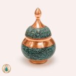 نمای زاویه‌دار قندان سیبی فیروزه‌کوبی کد ۴۰۱ ارتفاع ۱۲.۵ سانتی‌متر